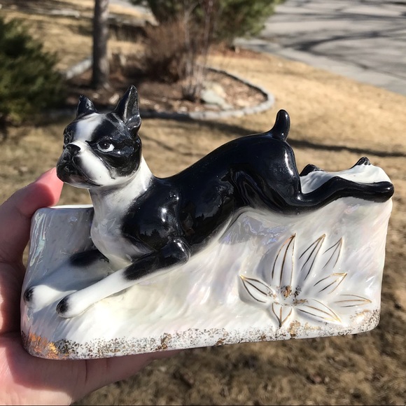 Vintage Accents Vintage Ceramic Boston Terrier Planter Iridescent
